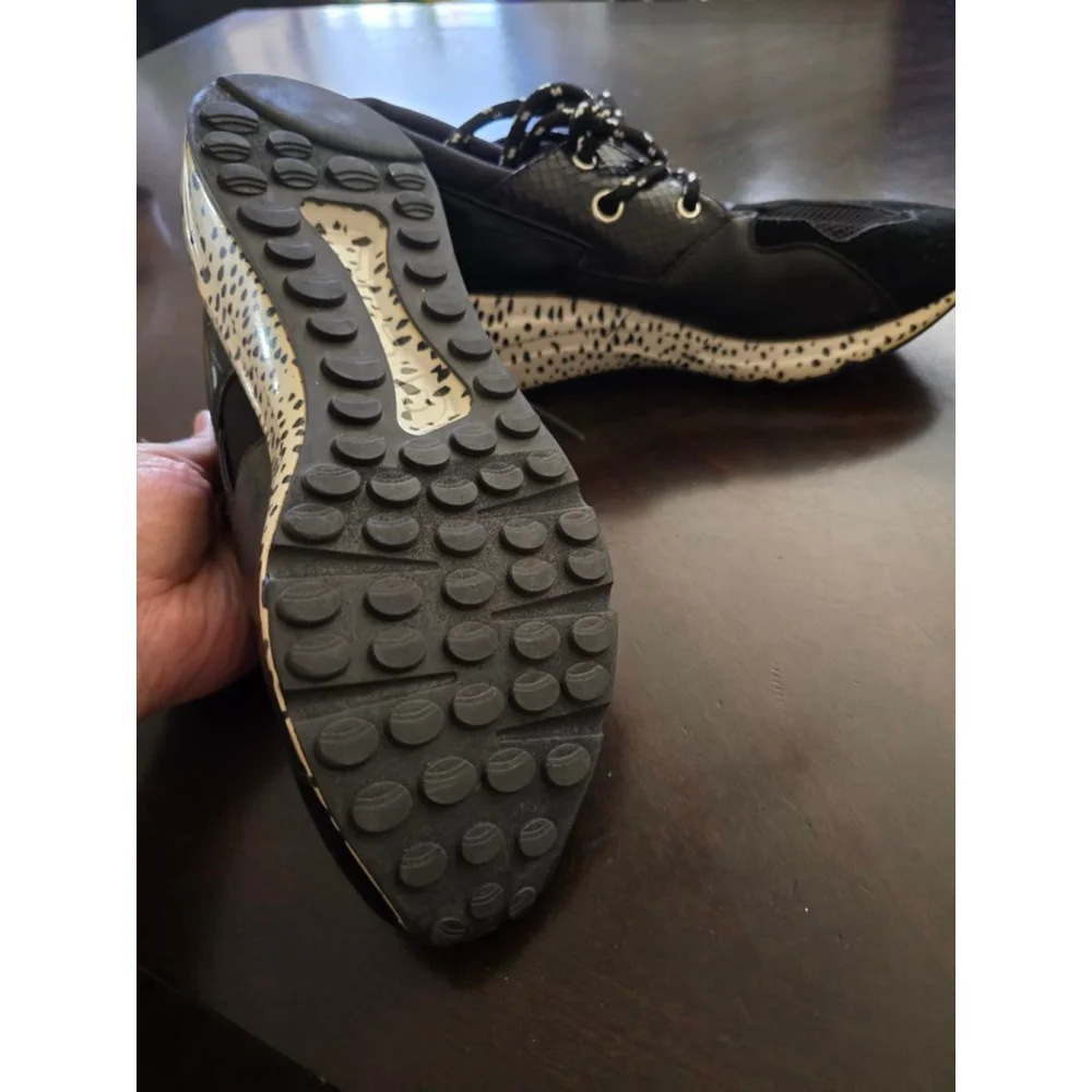 Women's Baddie STEVE MADDEN Athletic Sneakers Sz 10 Black White Animal Print EUC
